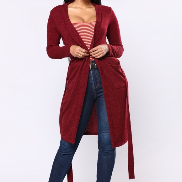 Fashion Nova Sweaters - Burgundy Cardigan from fashion Nova